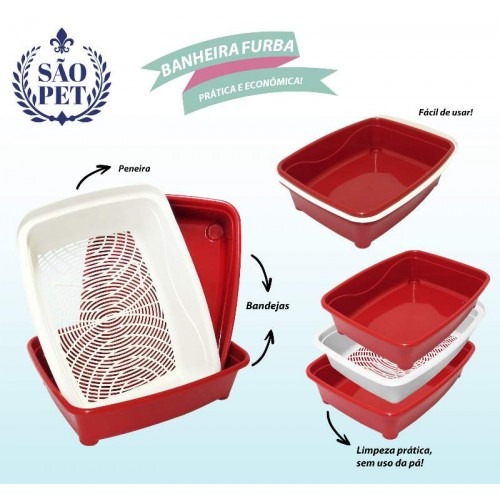 Banheira Classic Plus P/Gato Furba Vermelho (7908163660013)
