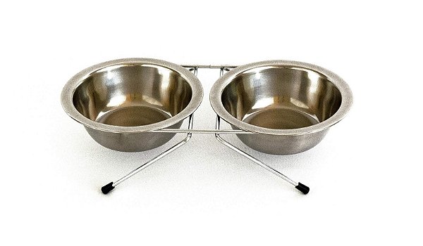 TIGELA DE INOX DUPLA C/ SUPORTE-SSDB 1(DIAM 11CM)