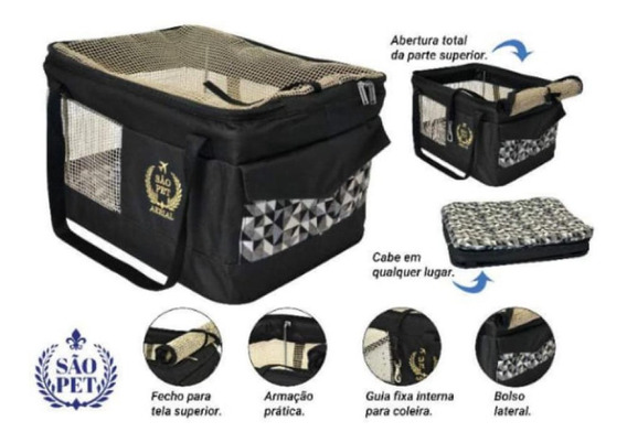 Bolsa Aerialpet-Latam Avião Preto 36X33X23Cm
