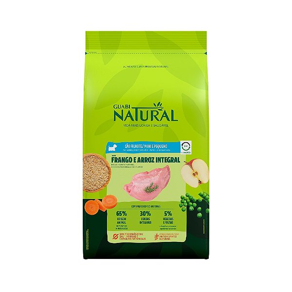 Ração Guabi Natural Cao Filhote Mini Peq Frango Arroz Integral 1Kg