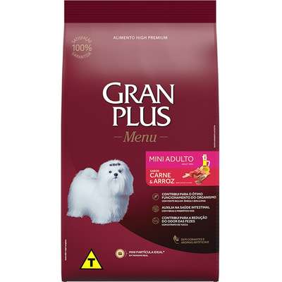 Ração Gran Plus Menu Cao Adulto Mini Carne Arroz 15Kg