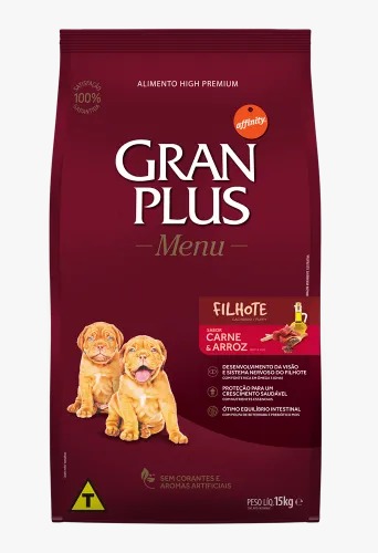 Gran Plus Menu Cao Filhote Media Grande Carne Arroz 15Kg