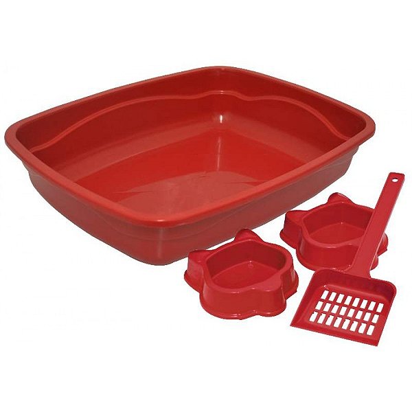 Kit Cat Vermelho - Bandeja, 2 Comed E Pa Hig Mista