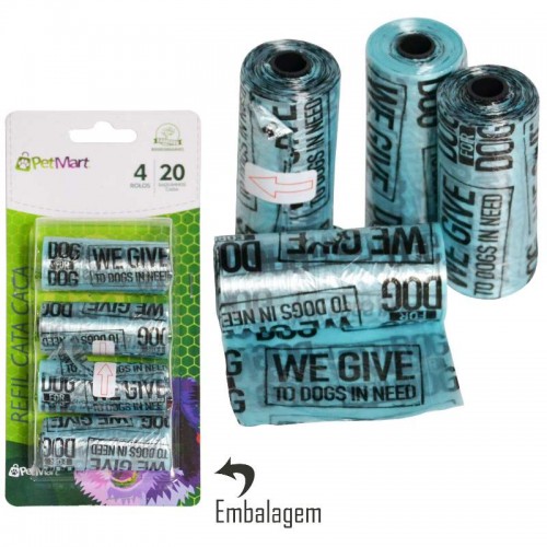 Refil Cata Caca Petmart Azul 4 Rolos 20 Saquinhos