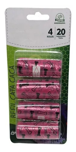Refil Cata Caca Petmart Rosa 4 Rolos 20 Saquinhos
