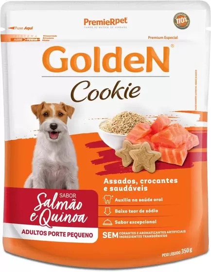 Golden Cookie Caes Adulto Porte Pequeno Salmão E Quinoa 350G