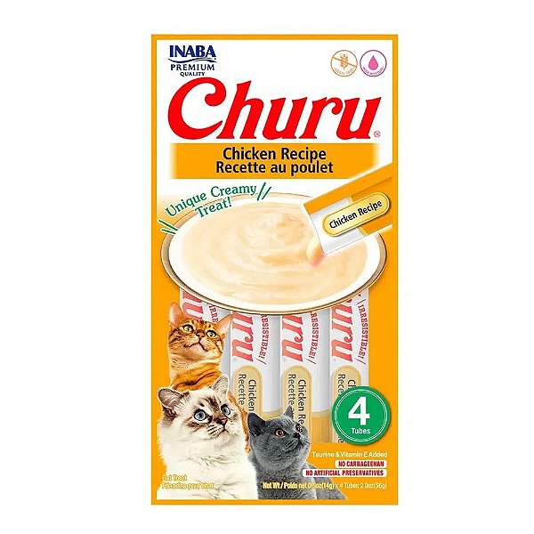 CHURU GALINHA MOUSSE PARA GATOS COM 4UNID