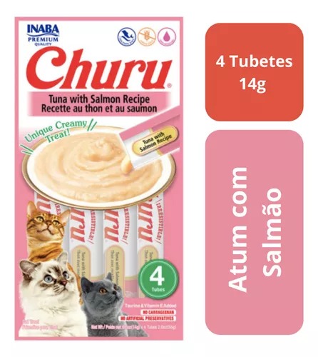 CHURU ATUM E SALMAO MOUSSE PARA GATOS COM 4 UNID