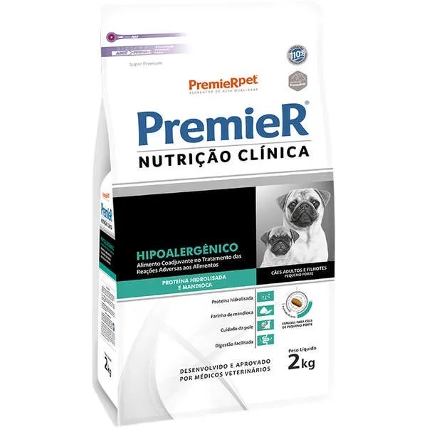 PREMIER NUTRICAO CLINICA HIPOALLERGENIC PROTEINA HIDROLIZADA MANDIOCA PEQUENO PORTE 2KG