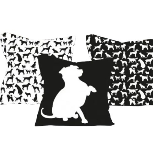 KIT 3 ALMOFADAS DOGS BLACK