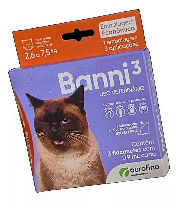 Banni 3 0,9ml Acima 2,6kg Com 3 Pipetas