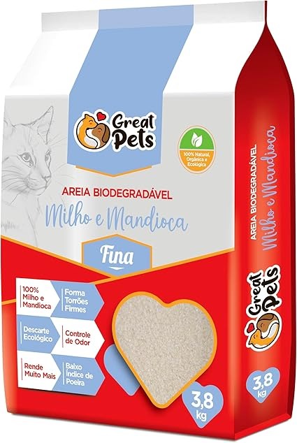 Areia Biodegradavel Fina - 3,8kg