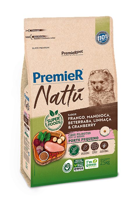 Premier Nattu Caes Filh R Peq Mandioca 2,5kg