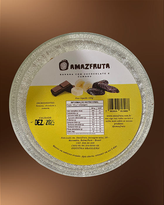 Banana com chocolate, cumaru e nibs de cacau