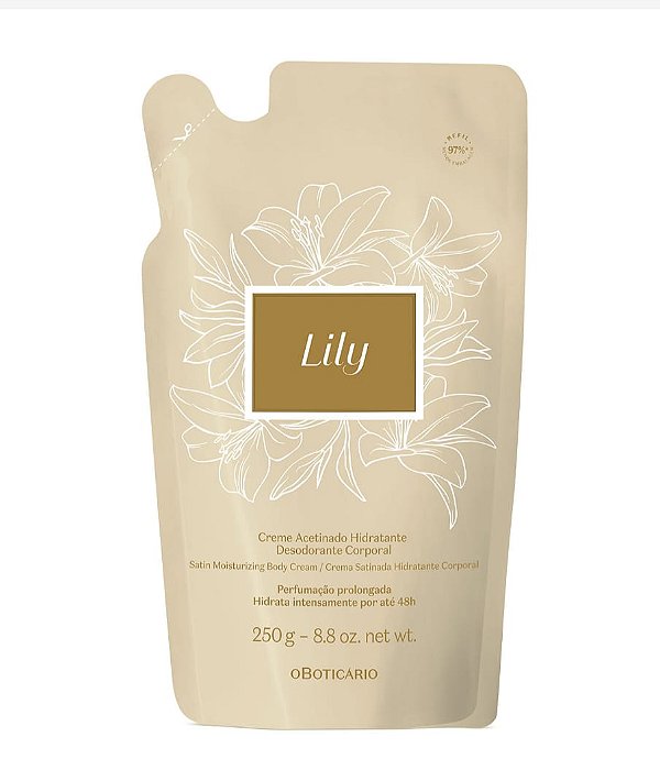 Refil Creme Acetinado Hidratante Desodorante Corporal Lily 250g