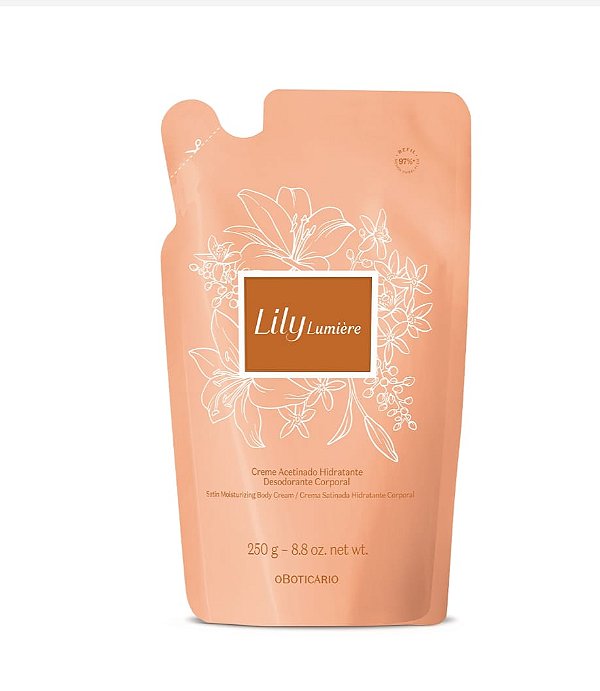 Refil Creme Acetinado Hidratante Desodorante Corporal Lily Lumière 250g