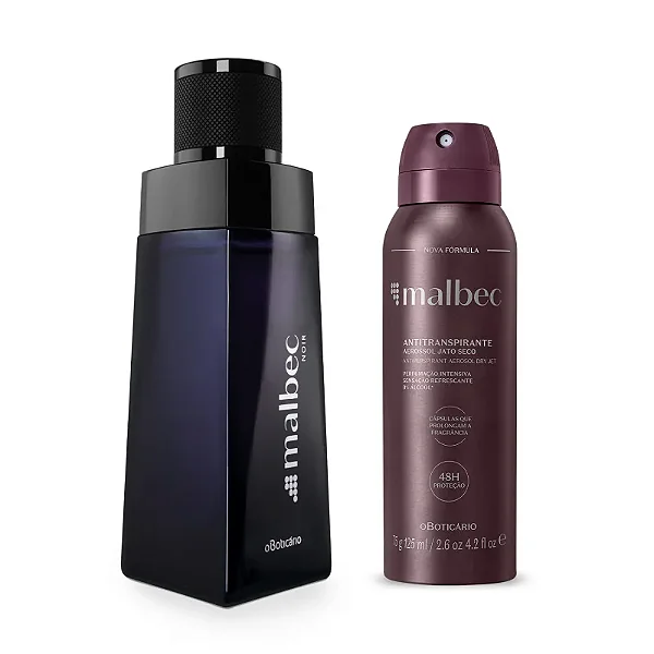 Combo Presente Malbec Noir: Desodorante Colônia 100ml + Desodorante Antitranspirante 75g