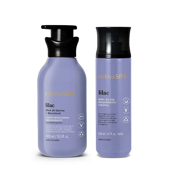 Kit  Nativa Spa Lilac: Loção Corporal 400ml + Body Splash 200ml