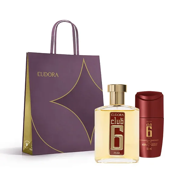 Kit  Club 6 Fever: Colônia 95ml + Desodorante Antitranspirante Roll On 55ml + Sacola M