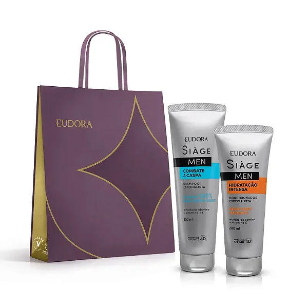 Kit Siàge  Shampoo Combate à Caspa 250ml + Condicionador Hidratação Intensa 200ml + Sacola