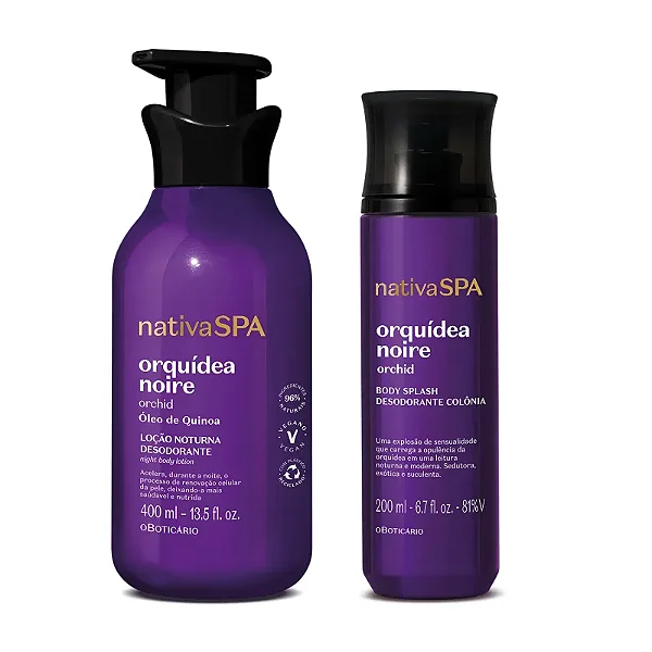 Combo Nativa Spa Orquídea Noire: Body Splash 200ml + Loção Corporal Noturna 400ml