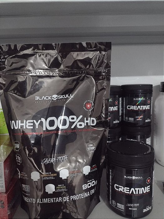 WHEY 100% HD 900G + CREATINA PURA 300G - BLACKSKULL