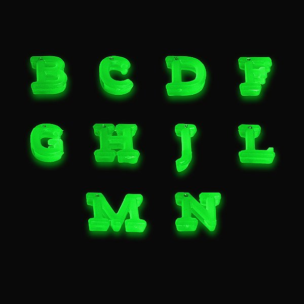 Consoantes B C D F G H J L M N fosforescente