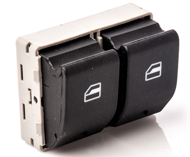 BOTAO VIDRO ELETRICO VW GOL G5/ FOX (DUPLO/LED VERMELHO) (PRETO) (BT908506100)