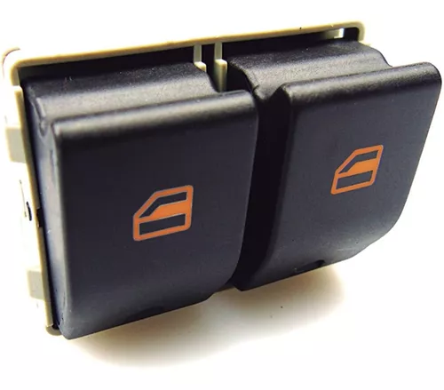 BOTAO VIDRO ELETRICO VW GOL G5/ FOX (DUPLO/LED VERMELHO)(PRETO)(5400003)(GE2000)(YNKG0751)