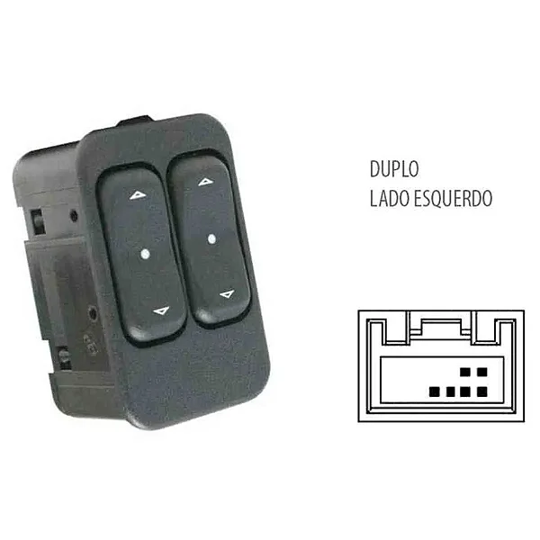 BOTAO VIDRO ELETRICO GM CELTA 12/ AGILE/MONTANA (4 PORTAS DIANT/ LE /LED AZUL)( DUPLO)(5100003)(TG1504007)