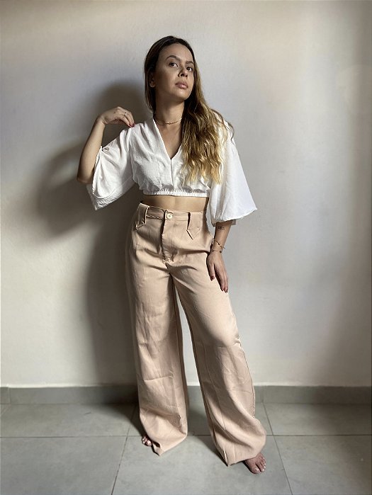 CALÇA PANTALONA ALFAIATARIA BEGE MOSS