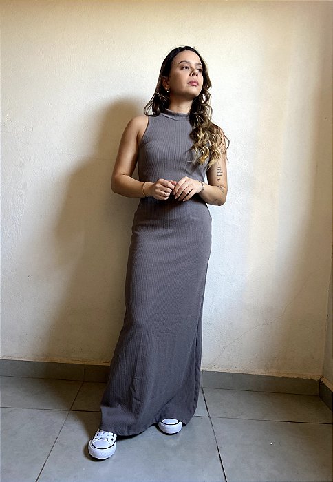 VESTIDO LONGO CINZA DAPHNE