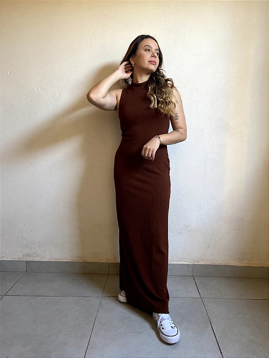 VESTIDO LONGO MARROM DAPHNE