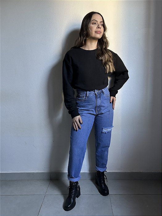 CALÇA MOM JEANS RASGADA FERREIRA