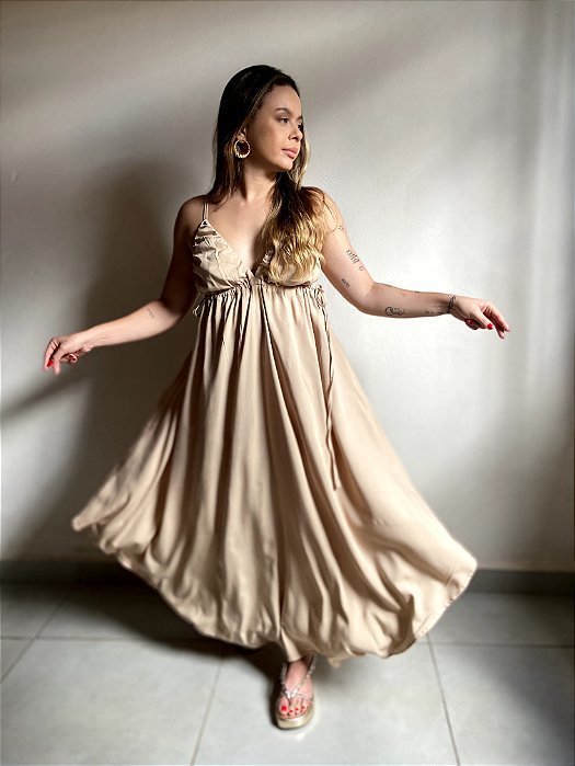 VESTIDO MIDI BEGE GRAY