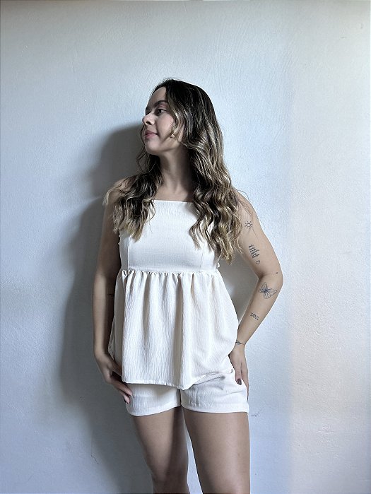 CONJUNTO BEGE PEPLUM