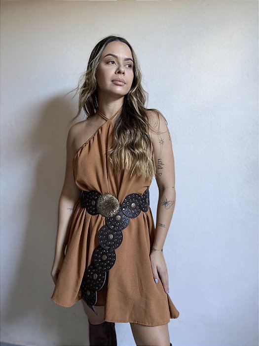 VESTIDO CURTO CARAMELO LA VI