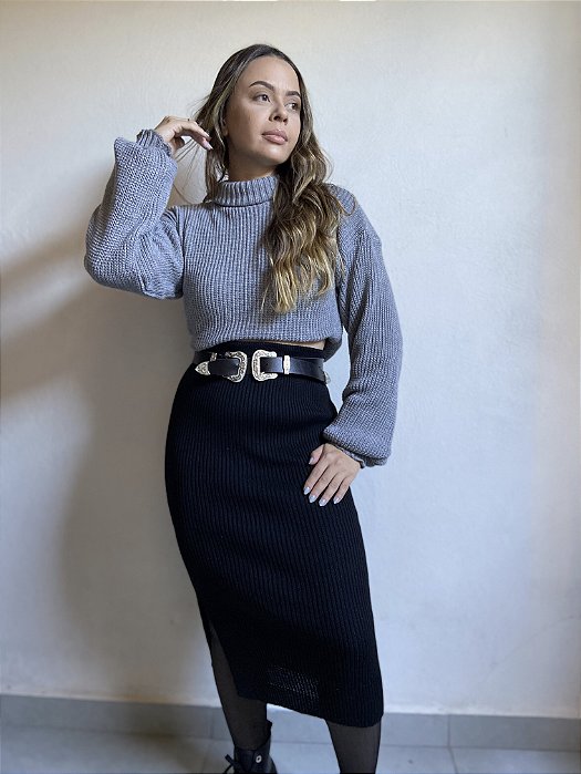 SAIA MIDI PRETA PECAN