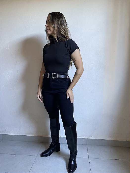 CALÇA SKINNY JEANS PRETO AGUIAR
