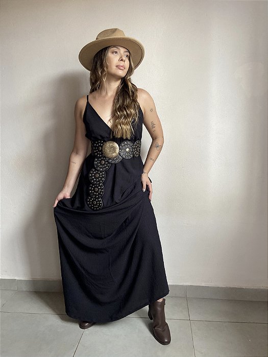 VESTIDO LONGO PRETO FLÁVIA