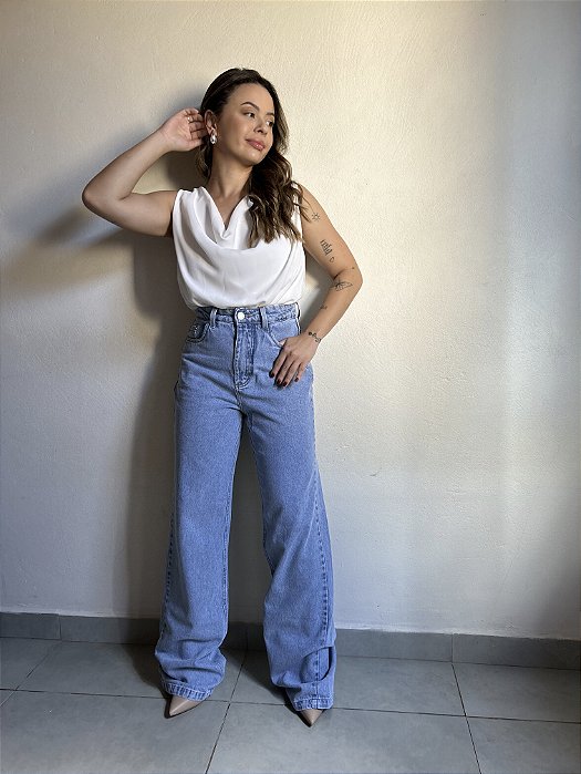 CALÇA WIDE JEANS CLARO RIBEIRO