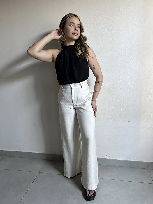 CALÇA PANTALONA LINHO BEGE INK