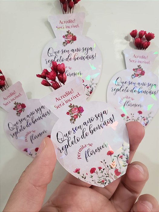 24 Imãs de Geladeira Holográficos com flor sempre viva