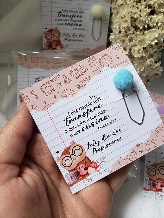 30 Cards + Clips com pompom - Professores