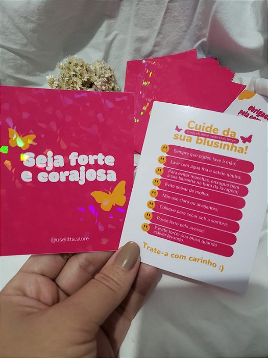(FRENTE E VERSO) Card Agradecimento / Recados / Cuidados