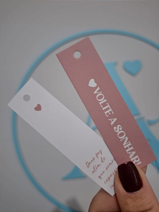 20 Un Tag Palito "VOLTE A SONHAR" - Rosa queimado PRONTA ENTREGA