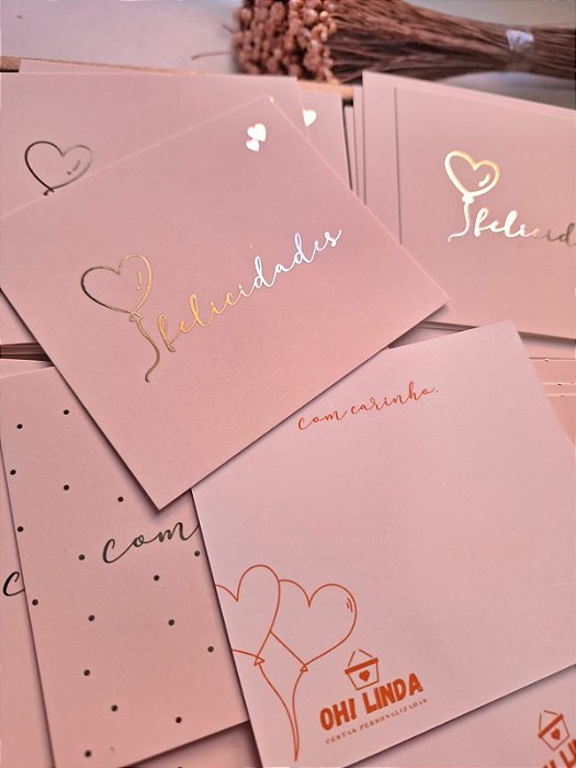 Postal Hotstamping personalizado - Couchê 300gr - 8,8x9,8cm