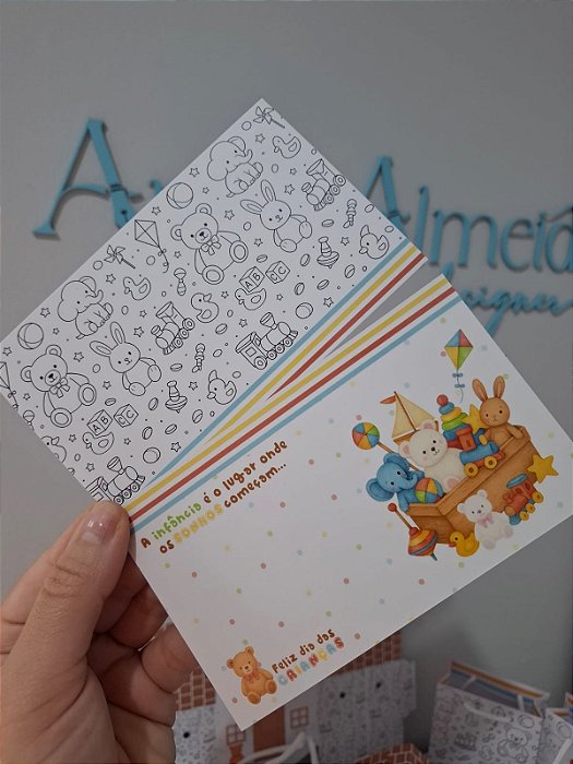 20 Un Postal/Cookie Card Ursinhos dia das crianças para pintar - PRONTA ENTREGA