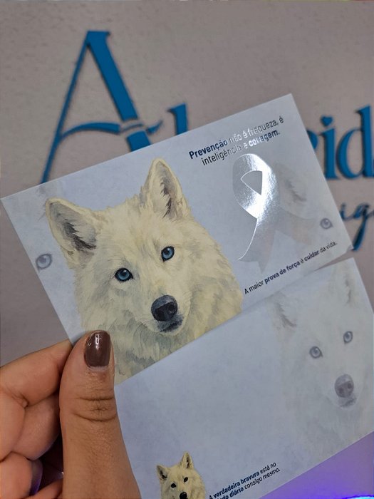 Sem personalizar - 20 Un Postal/Cookie Card Lobo Branco Novembro Azul - FULL