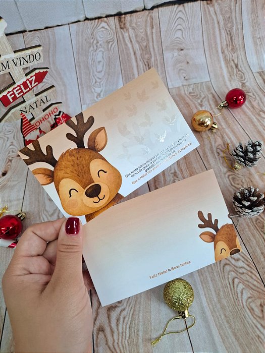 Sem personalizar - 20 Un Postal/Cookie Natal Rena Doçura - FULL